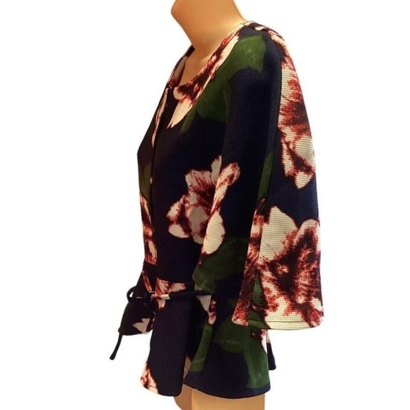 Marina Kaneva blue & red blouse size 10 - Picture 2 of 8